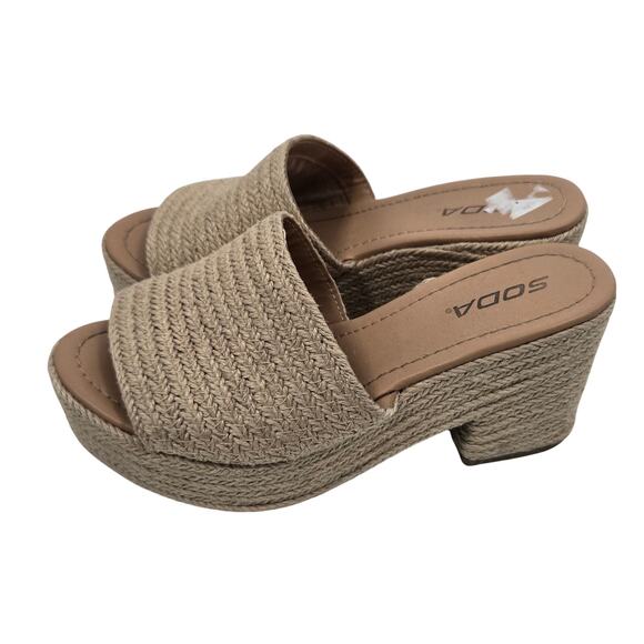 Soda Bertha Jute Chunky Platform Espadrille Mule Heeled Sandals Womens 8.5 - Picture 1 of 6
